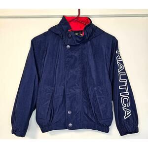 Retro Nautica Kids Full Zip Windbreaker Hoodie 1990s Youth Size Small 8-10